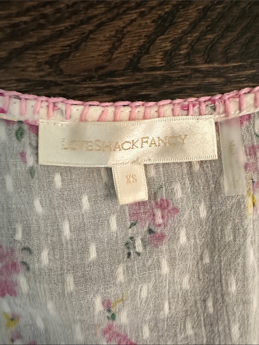Loveshack Fancy Ivory Floral Mini Dress with Pink Rose Print - Picture 3 of 7
